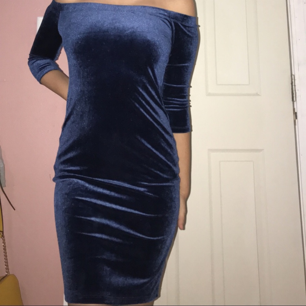 Tight Fit Off the Shoulder Velvet/Suede dress